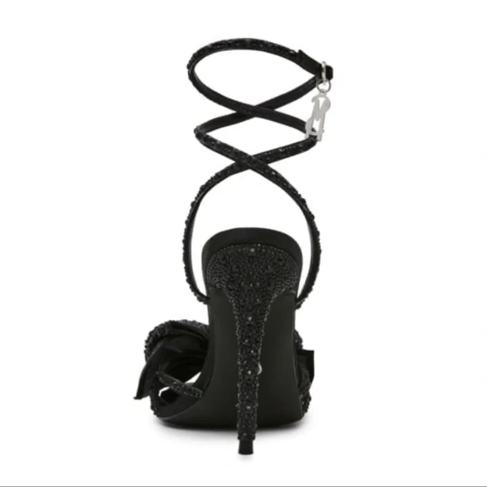 Steve‎ Madden Blossom Black Bedazzled Rhinestone Strappy Heels